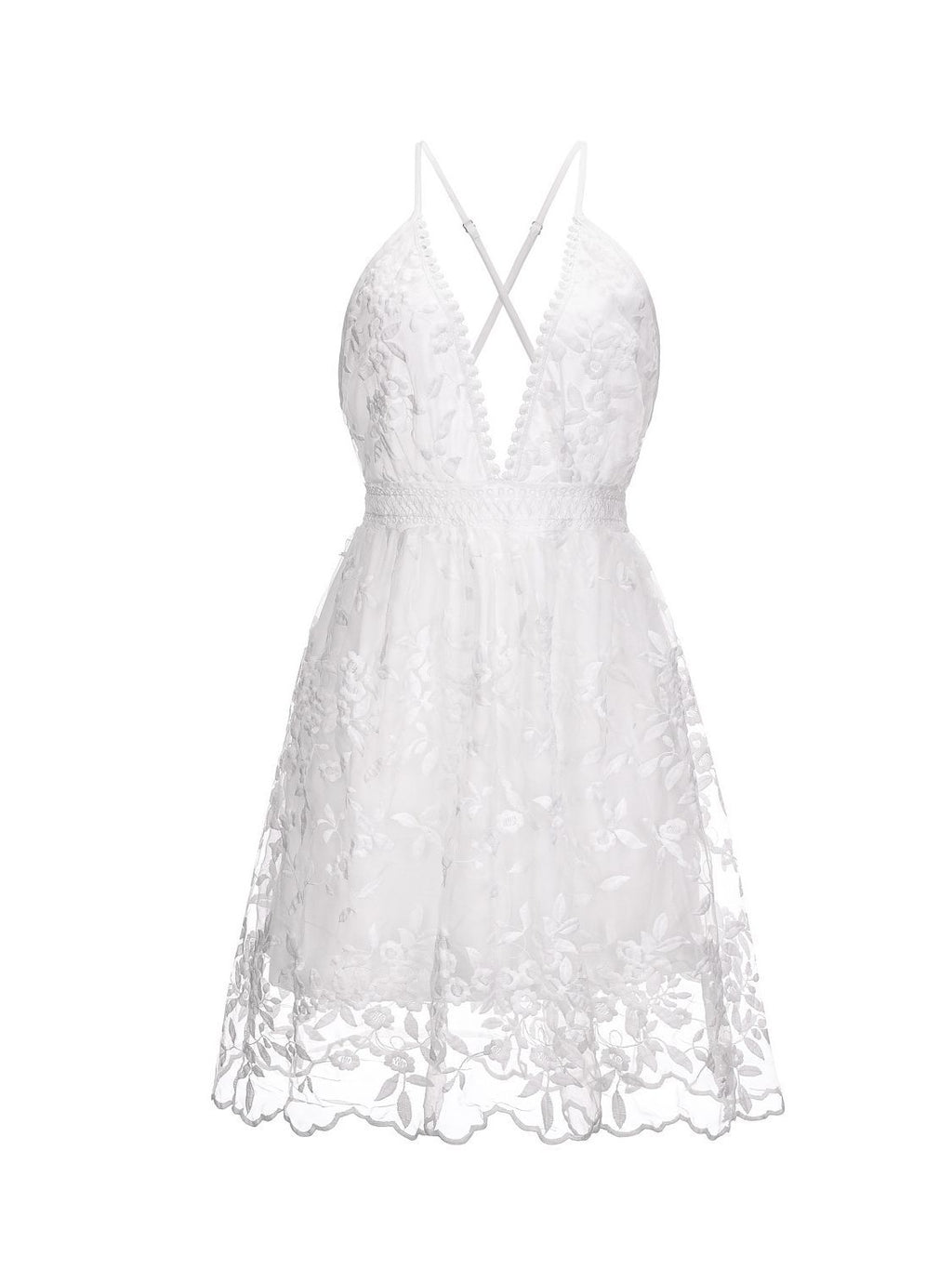 Cross-Border 2026 Summer New European and American Sexy Deep V Neck Backless Suspender Dress Lace Beach Dress