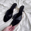 Sheepskin Version ~ Retro High-Heeled Thong Sandals, Flip-Flops for Women to Wear with Skirts, Simple Elegant Stiletto Sandals