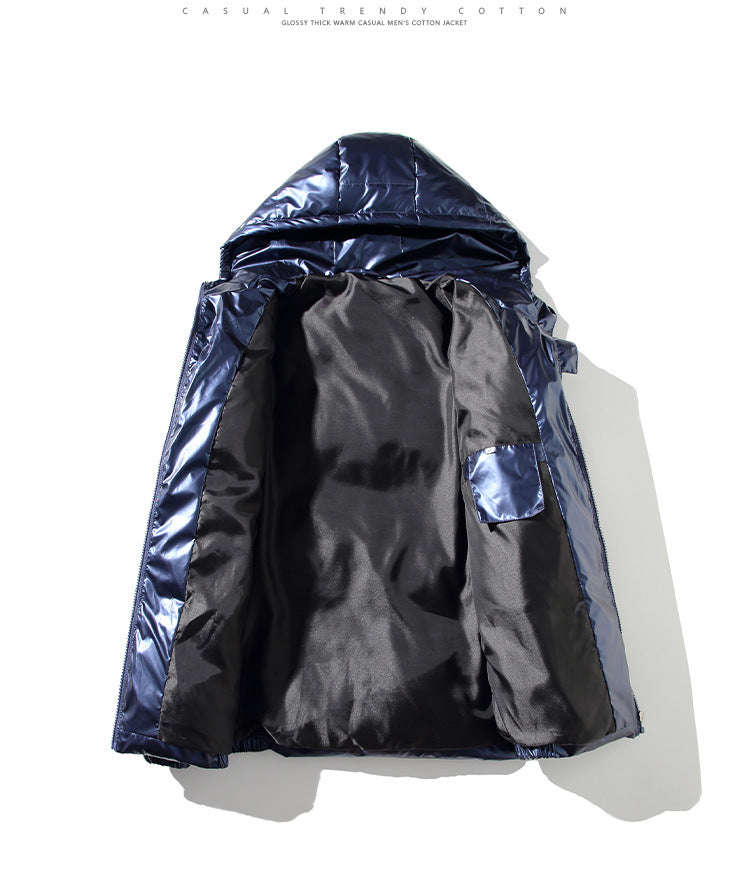 Cross-border 2022 winter foreign trade Men's glossy cotton-padded coat Korean style short stand collar cotton-padded coat trendy plus size men's cotton-padded jacket
