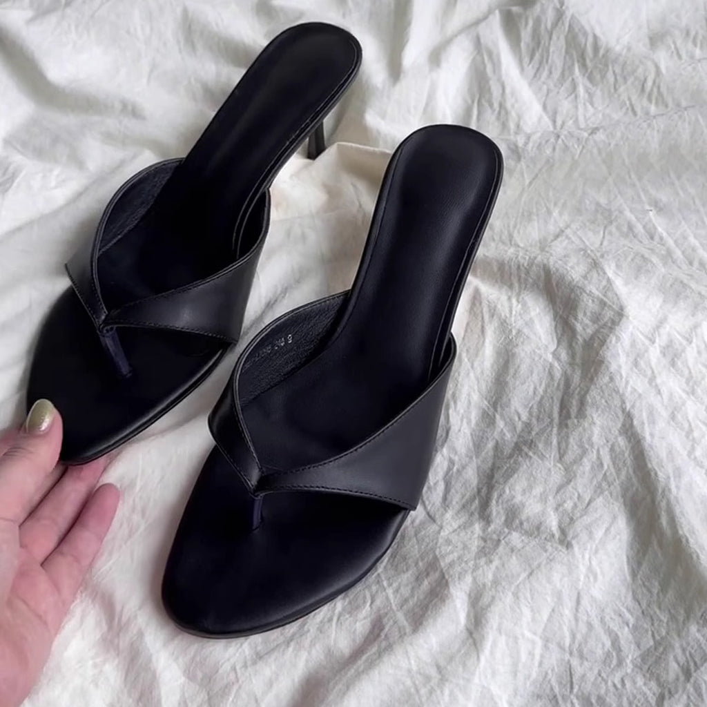 Sheepskin Version ~ Retro High-Heeled Thong Sandals, Flip-Flops for Women to Wear with Skirts, Simple Elegant Stiletto Sandals