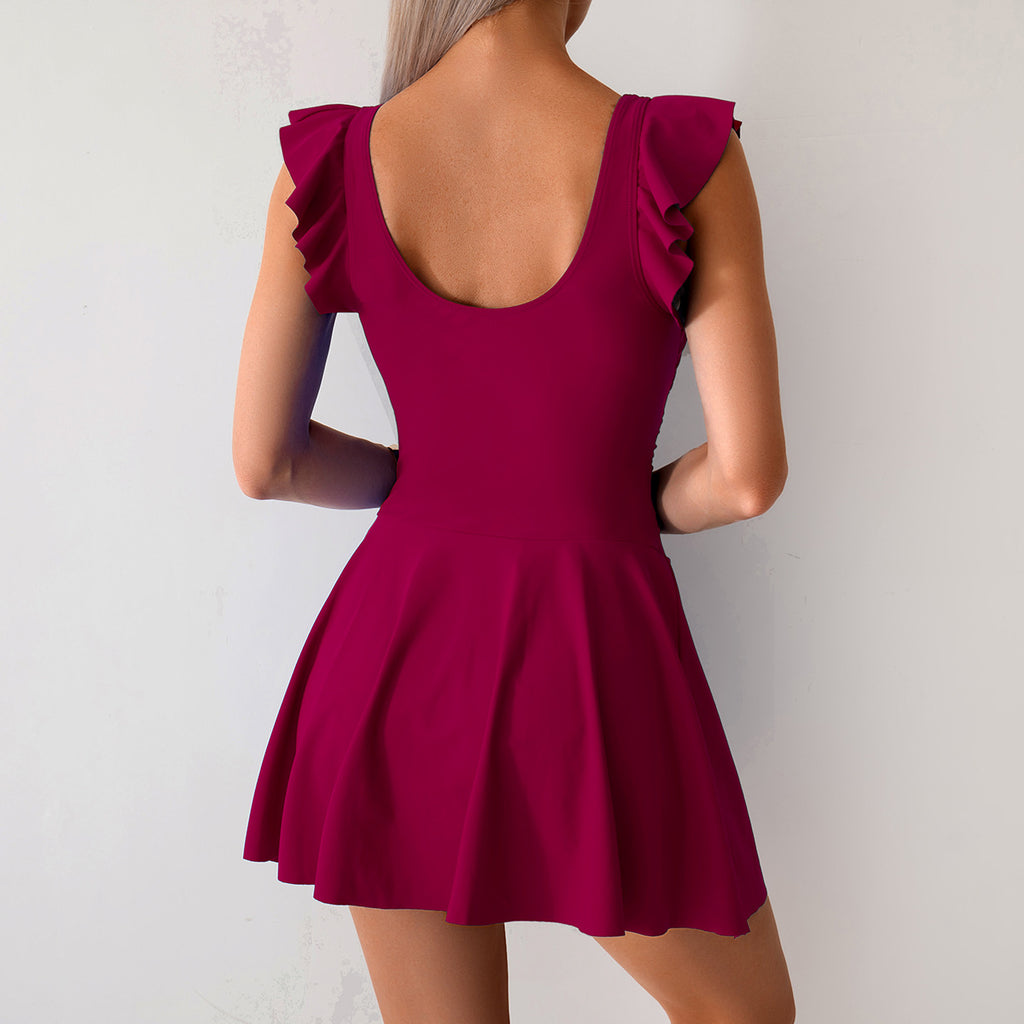 2025 One-Piece Swimsuit for Women, European and American Style, Amazon Cross-Border, Sporty Skirt-Style, Conservative Plus-Size Swimwear, Wholesale, for Slightly Plump Figures, Covers the Body