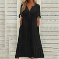2023 Summer New Cross-border European and American Women's Dress Amazon Women's Hole Hollow V-Neck Lace Ruffles