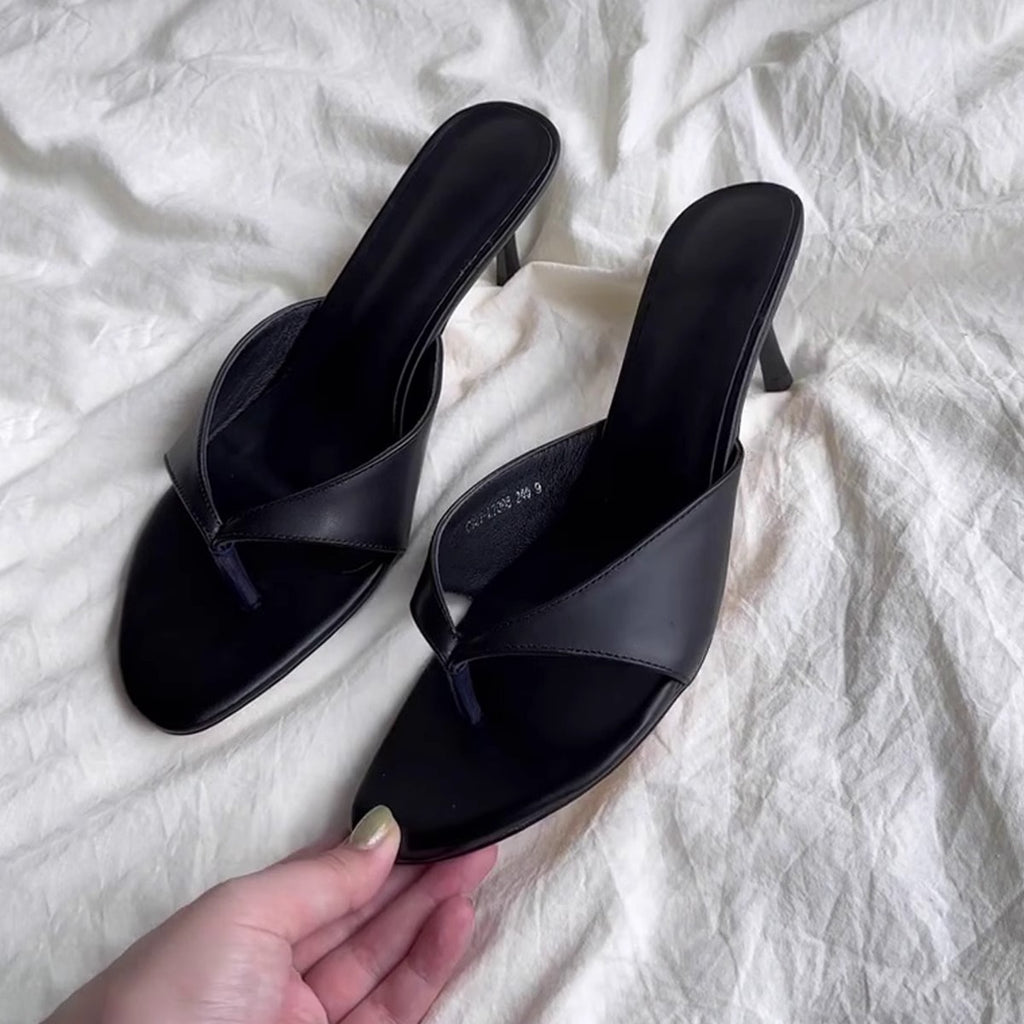 Sheepskin Version ~ Retro High-Heeled Thong Sandals, Flip-Flops for Women to Wear with Skirts, Simple Elegant Stiletto Sandals