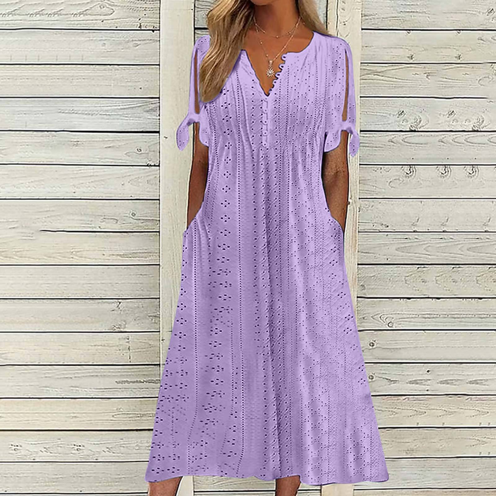 2023 Summer New Cross-border European and American Women's Dress Amazon Women's Hole Hollow V-Neck Lace Ruffles
