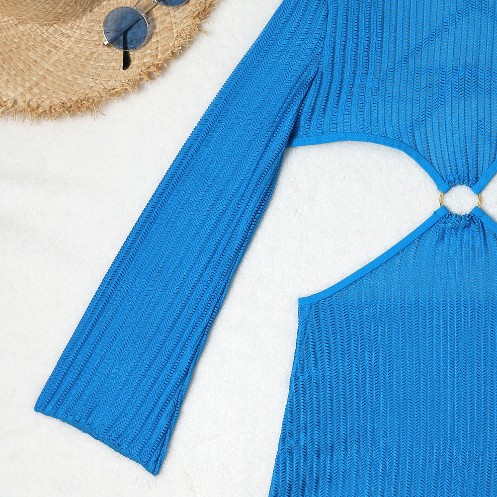Set Playero de 3 Piezas: Bikini y Vestido de Malla Cut-Out