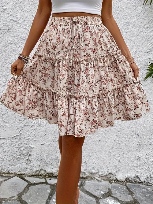 2026 Primavera/Verano Pantalones Cortos Anchos de Mujer con Estampado Floral, Estilo Transfronterizo Europeo y Americano, de Moda, con Caída, Versátil Casual Tipo Falda