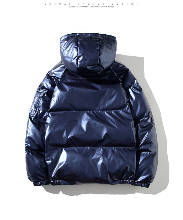 Cross-border 2022 winter foreign trade Men's glossy cotton-padded coat Korean style short stand collar cotton-padded coat trendy plus size men's cotton-padded jacket