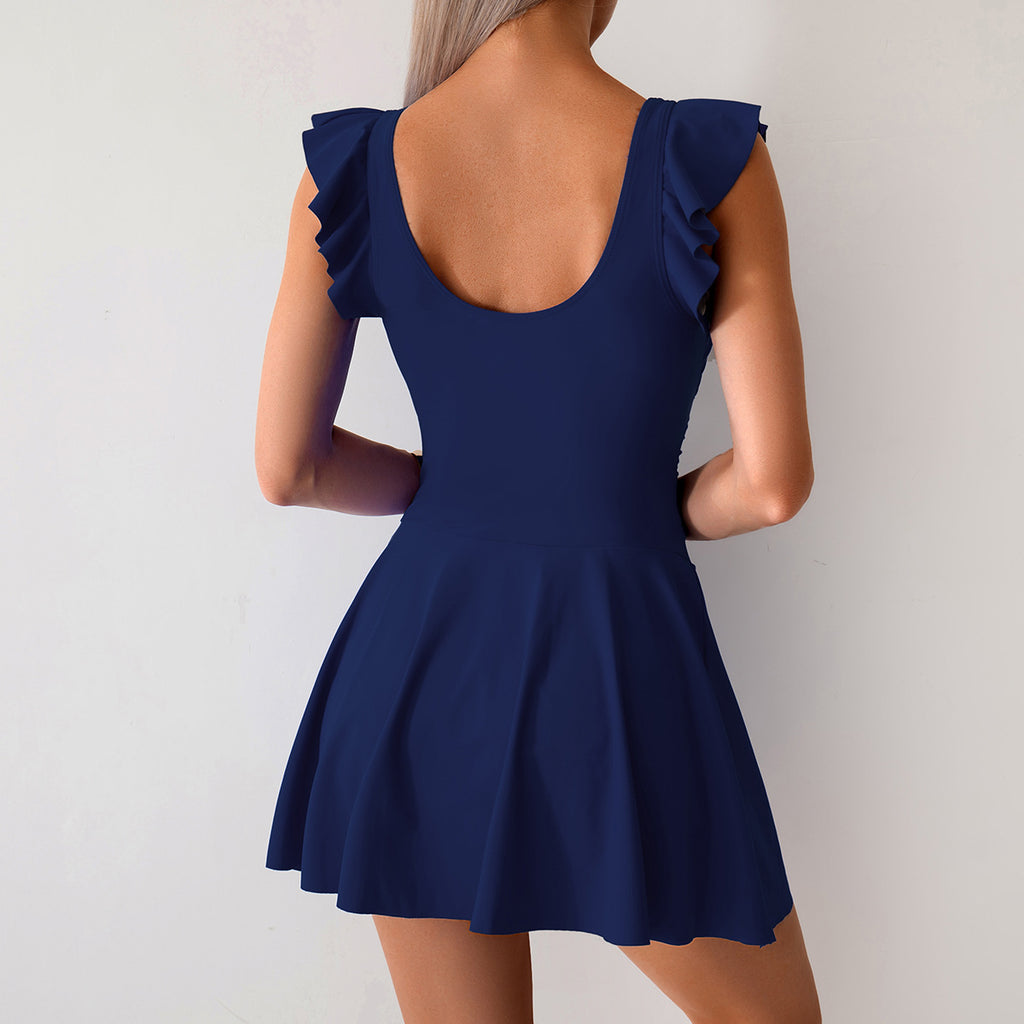 2025 One-Piece Swimsuit for Women, European and American Style, Amazon Cross-Border, Sporty Skirt-Style, Conservative Plus-Size Swimwear, Wholesale, for Slightly Plump Figures, Covers the Body