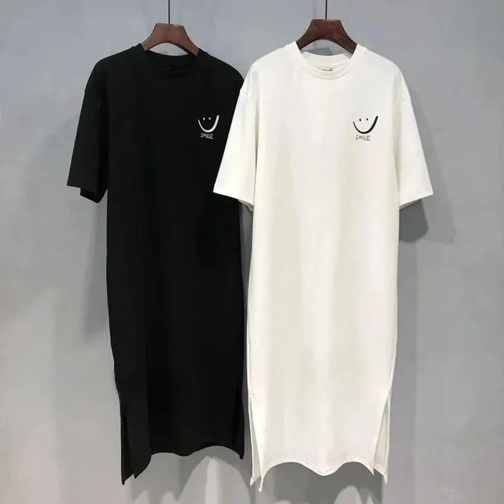 Women's Summer Short Sleeve T-shirt Dress Loose Mid-Length Over-Knee Casual Fashion Dress