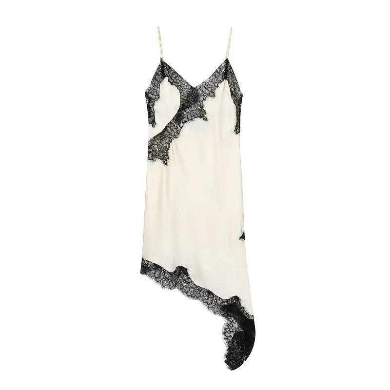 MUJER 2026 Lace Slip Dress Woman Black Backless Short Dresses for Women Asymmetric Party Women's Summer Dress Satin Sexy Dresses