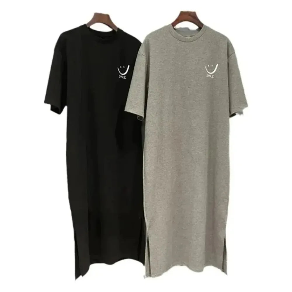 Women's Summer Short Sleeve T-shirt Dress Loose Mid-Length Over-Knee Casual Fashion Dress