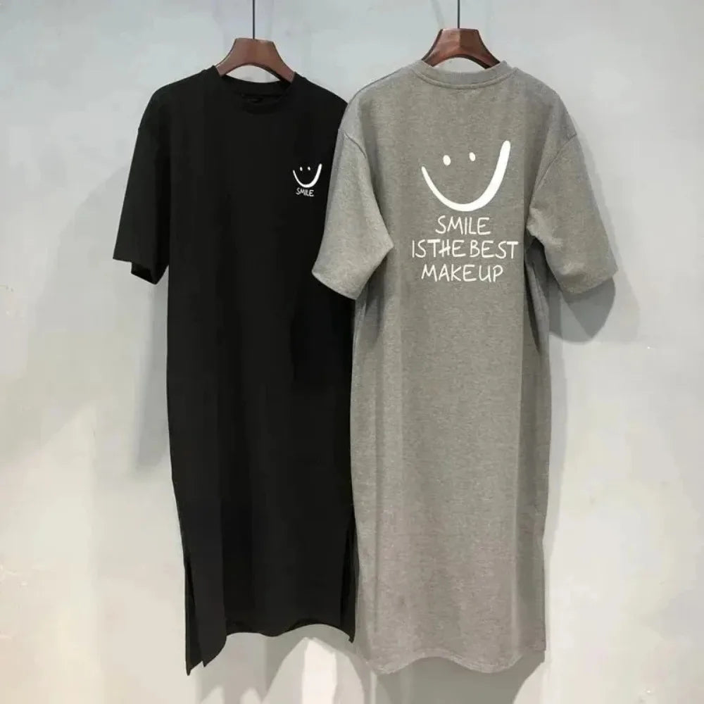 Women's Summer Short Sleeve T-shirt Dress Loose Mid-Length Over-Knee Casual Fashion Dress
